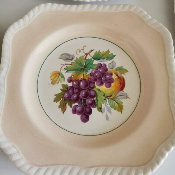Johnson Bros Fruit Plates Vintage Set of 5 Pastels Square Rope Trim California - Picture 3 of 10